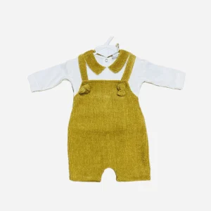 Il Corredino Salopette Corta in Ciniglia e Maglia in Caldo Cotone