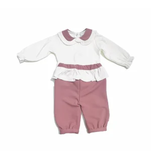 Il Corredino Tutina Due Pezzi in Caldo Cotone con Rouches