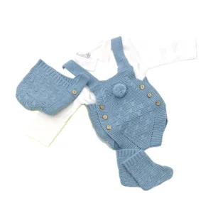 Pagliaccetto in Lana Smacchinato con Camicia+Cappello+Babucce Neonato/a