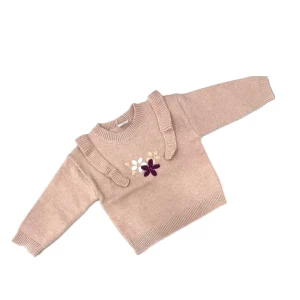 Ativo Pullover Lana Neonata con Rouches e Ricamo