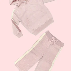 Completo Tuta Neonata in Lana Rasata Con Bande Laterali