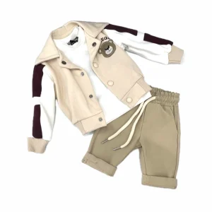 Nazareno Gabrielli Completo Neonato Tre Pezzi College Lupetto Pantalone