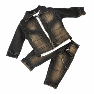 Nazareno Gabrielli Completo Tre Pezzi Camicione Maglia e Jeans da Neonato