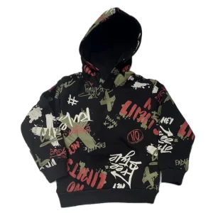 Ativo Felpa Graffiti con Cappuccio Invernale da Bambino