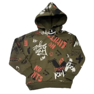 Ativo Felpa Graffiti con Cappuccio Invernale da Bambino