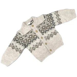 Dirkje Cardigan in Lana Neonato con Bottoni in Legno