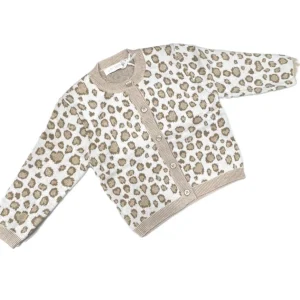 Cardigan Neonata Lana Animalier e Lurex