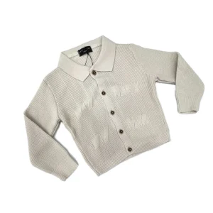 Cardigan a Polo Bambino in Lana Rasata