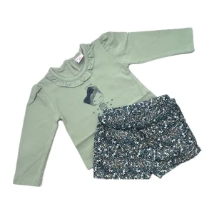 Ativo Completo Maglia Cotone Caldo e Short Velluto a Costine Da Neonata