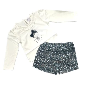 Ativo Completo Maglia Cotone Caldo e Short Velluto a Costine da Neonata