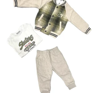 Tuta Tre Pezzi Invernale con Felpa College Maglia in Cotone Caldo e Pantalone Da Neonato