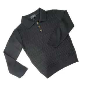 Polo Lana Rasata Bambino Dettagli Bottoncino Legno