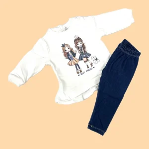 Completo con Leggins Jeans & Felpina Neonata