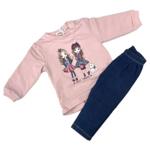 Completo con Leggins Jeans & Felpina Neonata