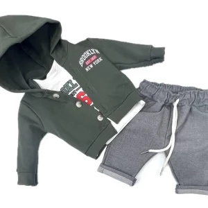 Completo Tre Pezzi New York Da Neonato Invernale Felpa Maglia Pantalaccio