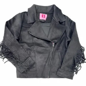 Giubbino Biker in Camoscio con Frange Invernale Da Bambina