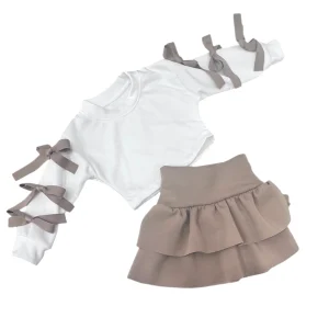 Completo Felpa con Fiocchi e Gonna con Balze Da Neonata Invernale