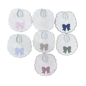 Bavetta Ricamata Fiocco Da Neonati