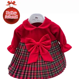 Abitino Natalizio in Velluto e Tartan Plissè