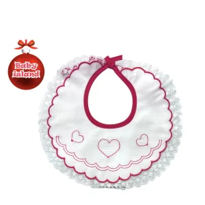 Pappa e Latte Bavetta Natalizia Ricamata con Pizzo