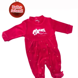 Tutina in Ciniglia Rossa Natalizia con Stella Cometa in Pizzo Da Neonata