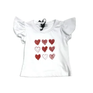 Melany Rose T-Shirt Neonata con Maniche Voilant in Cotone