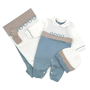 Nazareno Gabrielli Set in Filo Tre Pezzi Nascita Tutina Cappellino Scialle