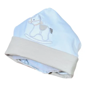 Tenerotti Cappellino in Cotone Nascita Con Ricamo Cavallo a Dondolo Beige