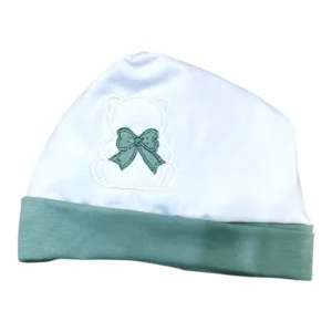 Tenerotti Cappellino in Cotone Nascita Con Ricamo Orsetto con Fiocco