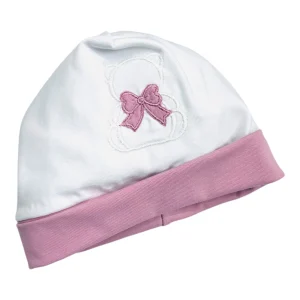 Tenerotti Cappellino in Cotone Nascita Con Ricamo Orsetto con Fiocco