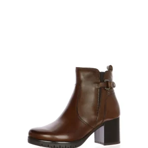 Stivaletto in pelle marrone e nero con tacco chiusura cerniera Cinzia Soft