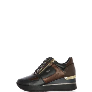 Sneakers in pelle nero  con lacci e cerniera Cinzia Soft