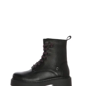 Anfibio  in pelle nero con lacci elastici viola Cinzia Soft