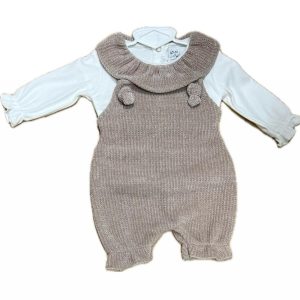 Il Corredino Salopette Corta in Ciniglia e Maglia in Caldo Cotone