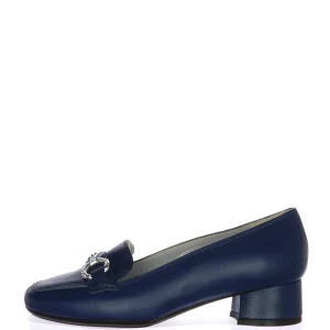 Mocassino blu con catena tacco basso Soffice Sogno