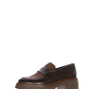 Mocassino college nero e marrone in pelle Cinzia Soft