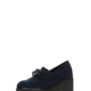 Mocassino con catena blu e nero zeppa alta Cinzia Soft