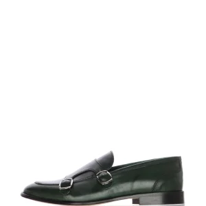 Mocassino con fibbie verde e cuoio I am