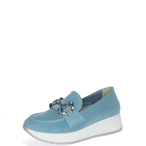 Mocassino in camoscio con accessorio gioiello Melluso