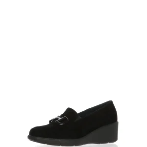 Mocassino in camoscio nero con catena Soffice Sogno