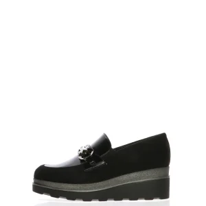 Mocassino in camoscio nero e blu  in pelle abrasivata  Cinzia Soft