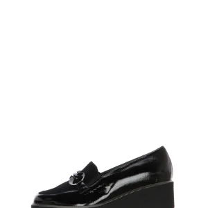 Mocassino in naplack e  camoscio nero zeppa media Soffice Sogno