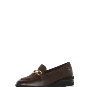 Mocassino in pelle e camoscio marrone e nero con plantare estraibile Cinzia Soft