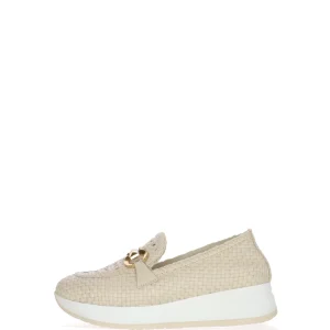 Mocassino in pelle intrecciata con accessorio catena Melluso