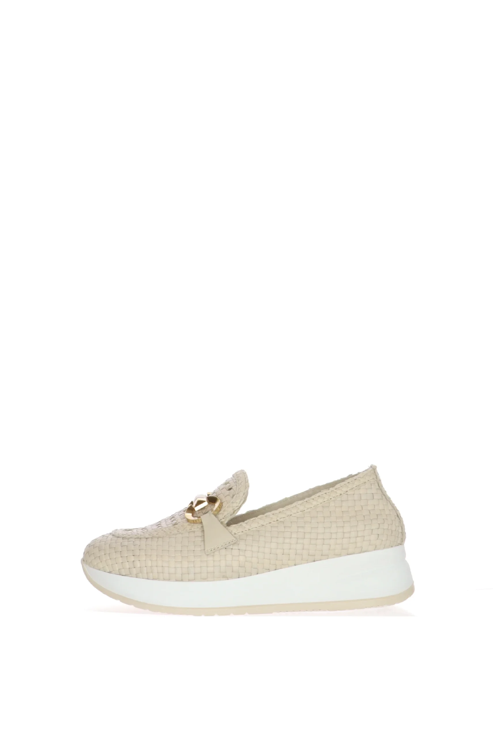 Mocassino in pelle intrecciata con accessorio catena Melluso