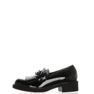 Mocassino in pelle lucida con frangia e plantare estraibile Cinzia Soft