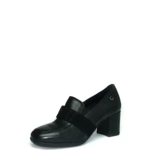 Mocassino nero in pelle con tacco Cinzia Soft