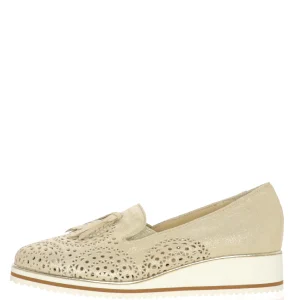 Mocassino traforato beige e blu dal 32 al 45 Comoda Miss