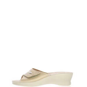 Pantofola donna beige fascia con velcro  Fly Flot
