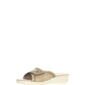 Pantofola fascia unica beige con strappo Tiglio
